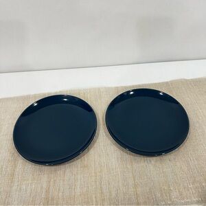 IKEA Dinner Plates Lot of Two Fargrik Cobalt Blue Glazed 10.5" Stoneware 21963
